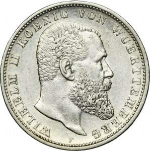Germany, Kingdom of Württemberg, Wilhelm II, 5 Mark Stuttgart 1903 F