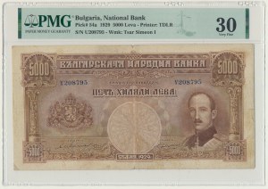 Bulgaria, 5.000 Leva 1929 - PMG 30