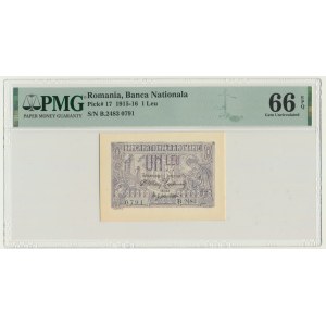 Rumunia, 1 lei 1915 - PMG 66 EPQ