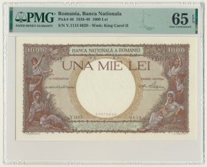 Romania, 1.000 Lei 1938 - PMG 65 EPQ