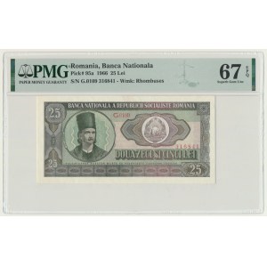 Rumunia, 25 lei 1966 - PMG 67 EPQ