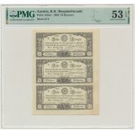 Austria, uncut sheet of 10 Kreuzer 1860 (3 pcs.) - PMG 53 EPQ