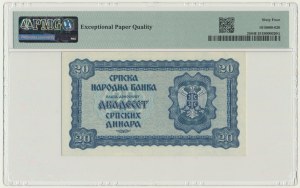 Serbie, 20 dinars 1942 - PMG 64 EPQ