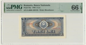 Romania, 3 Lei 1966 - PMG 66 EPQ