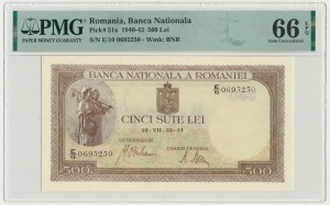 Romania, 500 Lei 1941 - PMG 66 EPQ