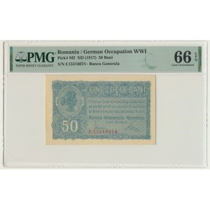 Romania, German Occupation, 50 Bani (1917) - PMG 66 EPQ