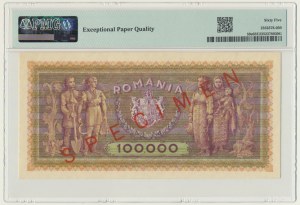 Romania, 100.000 Lei 1947 - SPECIMEN - PMG 65 EPQ