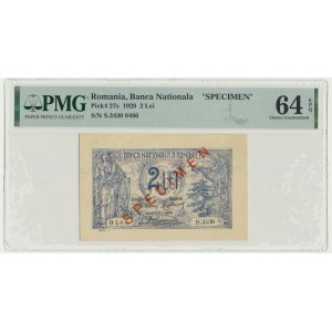 Rumunia, 2 lei 1920 - SPECIMEN - PMG 64 EPQ