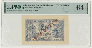 Romania, 2 Lei 1920 - SPECIMEN - PMG 64 EPQ