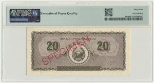Roumanie, 20 lei 1950 - SPECIMEN - PMG 64 EPQ
