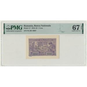 Rumunia, 1 lei 1915 - PMG 67 EPQ