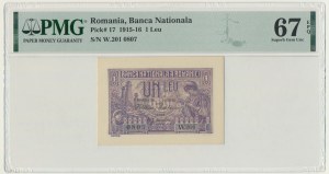 Roumanie, 1 lei 1915 - PMG 67 EPQ