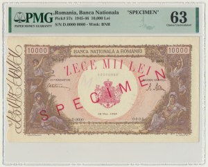 Romania, 10.000 Lei 1945 - SPECIMEN - PMG 63