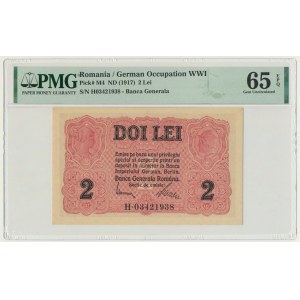 Rumunia, okupacja niemiecka, 2 lei (1917) - PMG 65 EPQ
