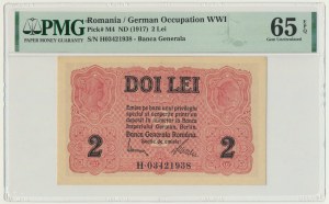 Romania, German Occupation, 2 Lei (1917) - PMG 65 EPQ