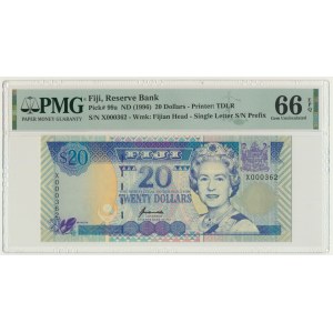 Fidżi, 20 dolarów (1996) - PMG 66 EPQ - niski numer seryjny