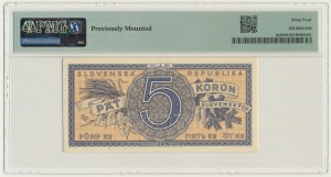 Slovaquie, 5 couronnes (1945) - SPECIMEN - PMG 64