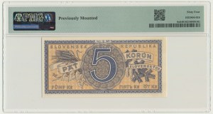 Slovaquie, 5 couronnes (1945) - SPECIMEN - PMG 64