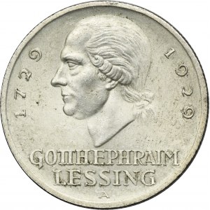 Germany, Weimar Republic, 3 Mark Berlin 1929 A - Gotthold Lessing