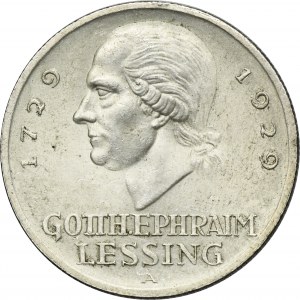 Germany, Weimar Republic, 3 Mark Berlin 1929 A - Gotthold Lessing