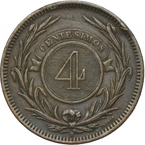 Uruguay, 4 Centésimos Birmingham 1869 H