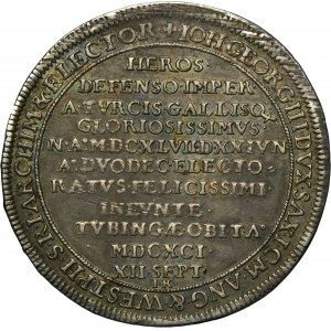Germany, Saxony, Johann Georg III, Thaler Dresden 1691 IK