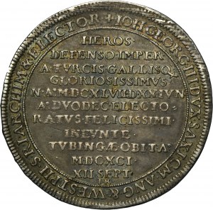 Germany, Saxony, Johann Georg III, Thaler Dresden 1691 IK