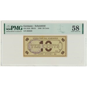 Germany, UNRRA, Scheinfeld for displaced Lithuanians - 10 Cents 1946 - PMG 58 - RARE