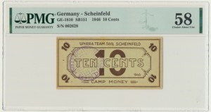 Lituanie/Allemagne, UNRRA, Scheinfeld pour les personnes déplacées lituaniennes - 10 cents 1946 - PMG 58 - RARE