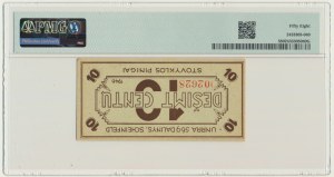 Lituanie/Allemagne, UNRRA, Scheinfeld pour les personnes déplacées lituaniennes - 10 cents 1946 - PMG 58 - RARE