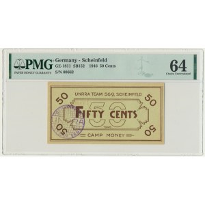 Germany, UNRRA, Scheinfeld for displaced Lithuanians - 50 Cents 1946 - PMG 64