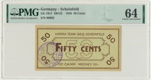 Lituanie/Allemagne, UNRRA, Scheinfeld pour les personnes déplacées lituaniennes - 50 cents 1946 - PMG 64