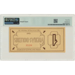 Germany, UNRRA, Scheinfeld for displaced Lithuanians - 1 Dollar 1946 - PMG 45