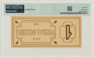 Lituanie/Allemagne, UNRRA, Scheinfeld pour les personnes déplacées lituaniennes - 1 $ 1946 - PMG 45