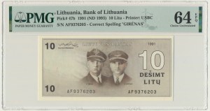 Lithuania, 10 Litu 1991 - AF - PMG 64 EPQ