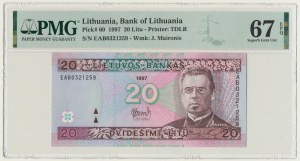 Lithuania, 20 Litu 1997 - PMG 67 EPQ