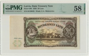 Latvia, 20 Latu 1936 - PMG 58