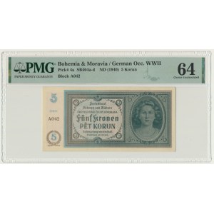 Bohemia and Moravia, 5 Korun 1940 - PMG 64