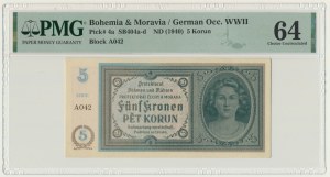 Bohemia and Moravia, 5 Korun 1940 - PMG 64