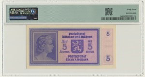 Bohemia and Moravia, 5 Korun 1940 - PMG 64