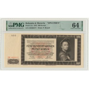 Bohemia and Moravia, 500 Korun 1942 - I issue - SPECIMEN - PMG 64