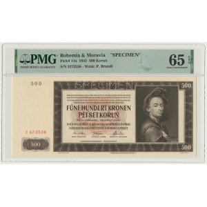 Bohemia and Moravia, 500 Korun 1942 - I issue - SPECIMEN - PMG 65 EPQ