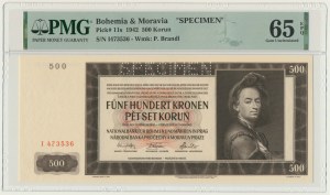 Bohemia and Moravia, 500 Korun 1942 - I issue - SPECIMEN - PMG 65 EPQ