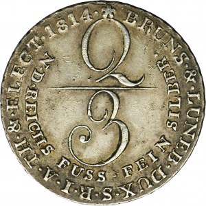 Allemagne, Royaume de Hanovre, George III, 2/3 Thaler Clausthal 1814 C