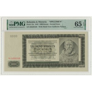 Czechy i Morawy, 1.000 Kronen 1942 - II issue - SPECIMEN - PMG 65 EPQ