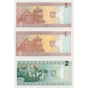 Lithuania, lot 1-2 Litu 1993-94 (3 pcs.)