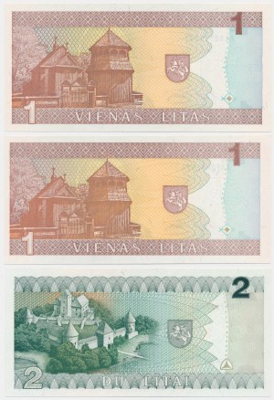 Lithuania, lot 1-2 Litu 1993-94 (3 pcs.)