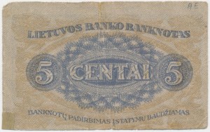 Lithuania, 5 Centai 1922
