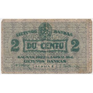 Lithuania, 2 Centu 1922