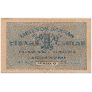 Lithuania, 1 Centas 1922